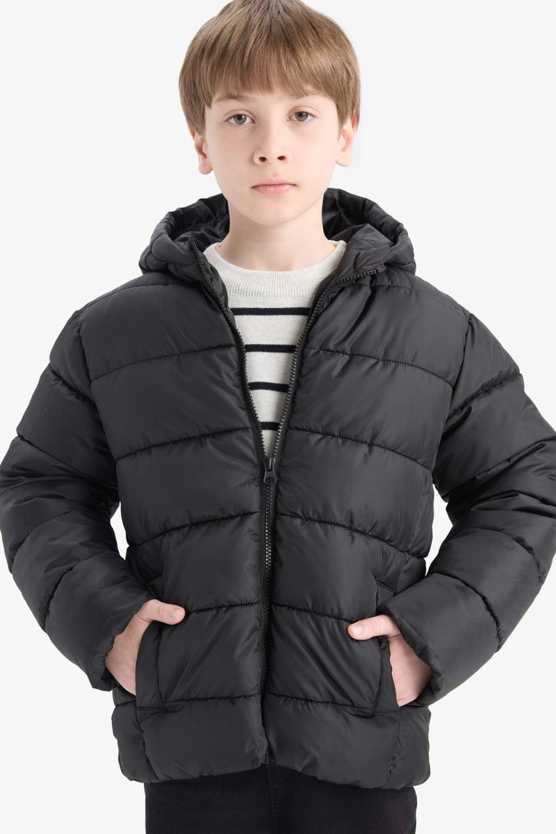 DeFacto Boy Hooded Water Repellent Zipper Puffer Jacket - Image 1