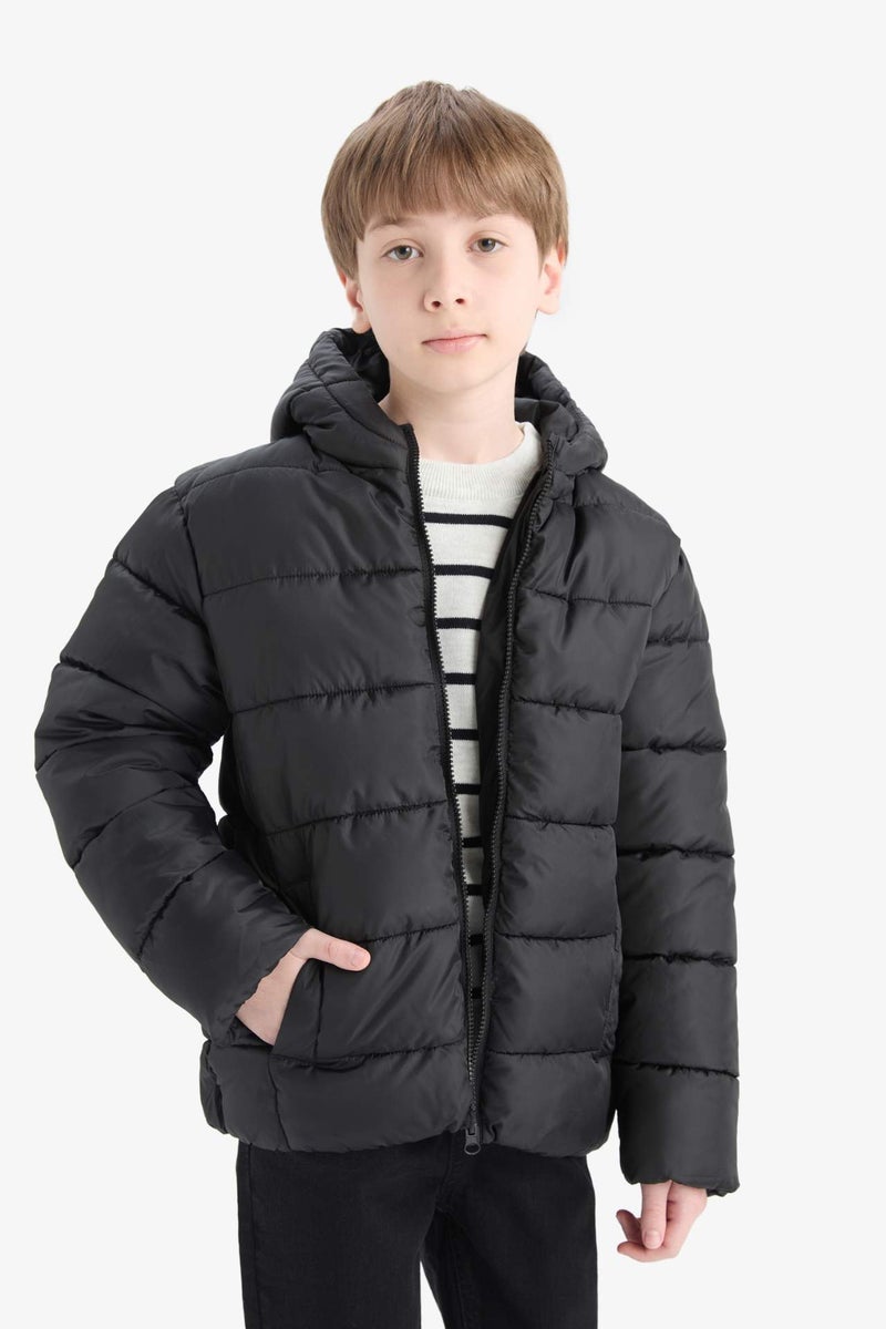 DeFacto Boy Hooded Water Repellent Zipper Puffer Jacket - Image 3