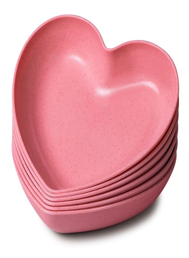 MATICAN Heart Shaped Plates, 6-Pack Pink Heart Shaped Dinner Plates Dinnerware Dishes for Valentine's, Birthdays, Bridal Showers, Baby Showers, 5.87 x 5.32 x 1.18 Inches - Image 1