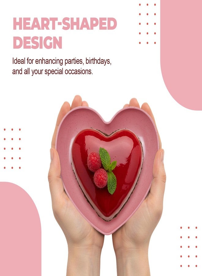 MATICAN Heart Shaped Plates, 6-Pack Pink Heart Shaped Dinner Plates Dinnerware Dishes for Valentine's, Birthdays, Bridal Showers, Baby Showers, 5.87 x 5.32 x 1.18 Inches - Image 4