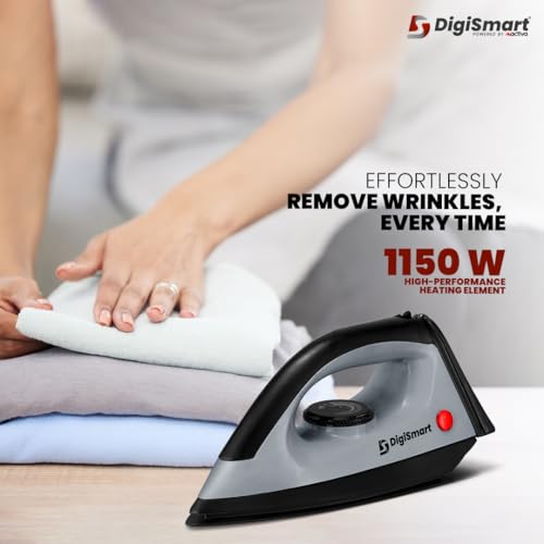 DIGISMART 1150W Dry Iron | Lightweight with Non-Stick Teflon Soleplate | Fast Heating Wrinkle-Free Ironing | Swivel Cord, Overheat Protection | ISI Certified | Pack of 1 | 1 Year Warranty - Image 2