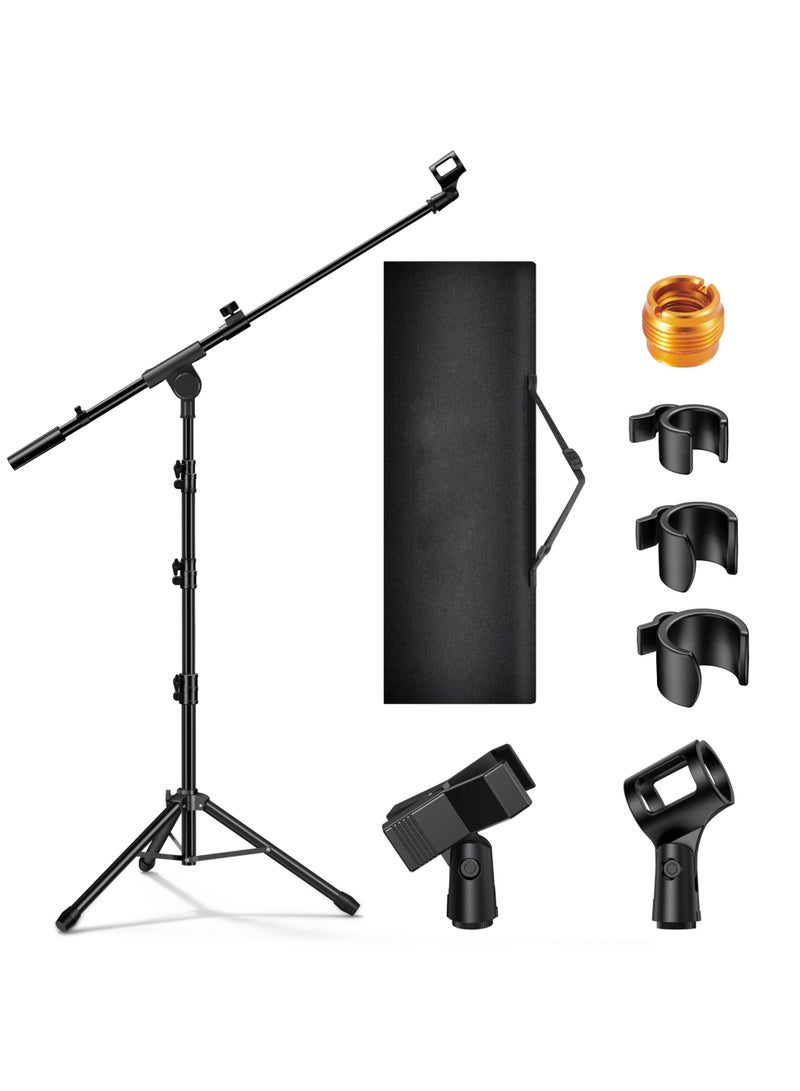 Arabest Microphone Stand, Tripod Boom Arm Floor Mic Stand Height Adjustable Heavy Duty with Carrying Bag 2 Mic Clips 3/8" to 5/8" Adapter for Singing Podcast for Blue Yeti Shure SM58 SM48 Samson - Image 1