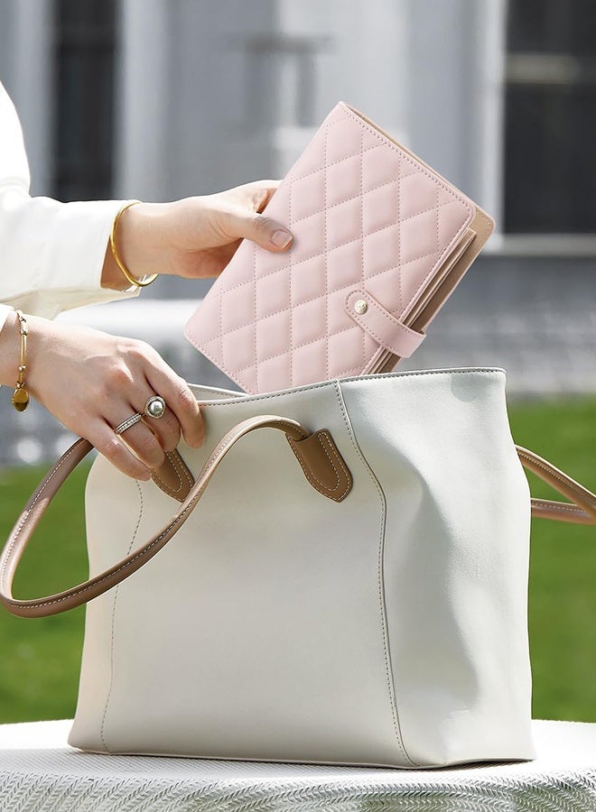 Travel Jewelry Organizer Case, Jewelry Storage Book Ring Binder with Clear Zipper Velvet Pouch Bag for Travel Essentials, Rings, Necklace, Earrings, Bracelets, Brooches, Gifts for Women-Sand Pink - Image 2