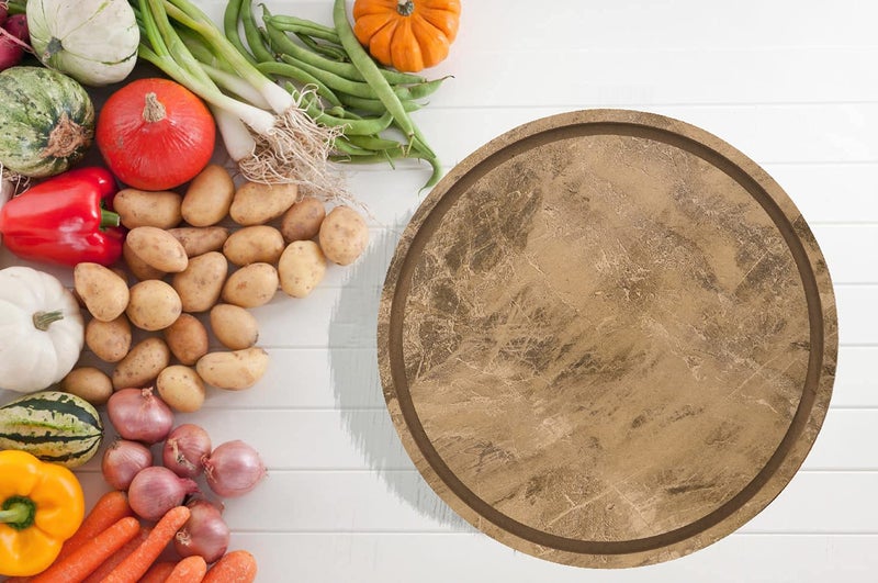 LAVNIK Round Chopping Board Round Tray MDF Plywood Serving Board Cheese Pizza Tray Meat Vegetable Fruit Cutting Board Slicing Board Pad for Kitchen Bread Veg Food Cutting Platter Round Bamboo Serving Paddle _ 31W x 15H cm - Image 1