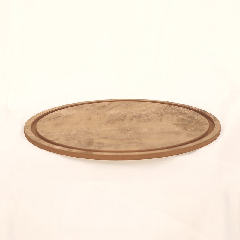 LAVNIK Round Chopping Board Round Tray MDF Plywood Serving Board Cheese Pizza Tray Meat Vegetable Fruit Cutting Board Slicing Board Pad for Kitchen Bread Veg Food Cutting Platter Round Bamboo Serving Paddle _ 31W x 15H cm - Image 4
