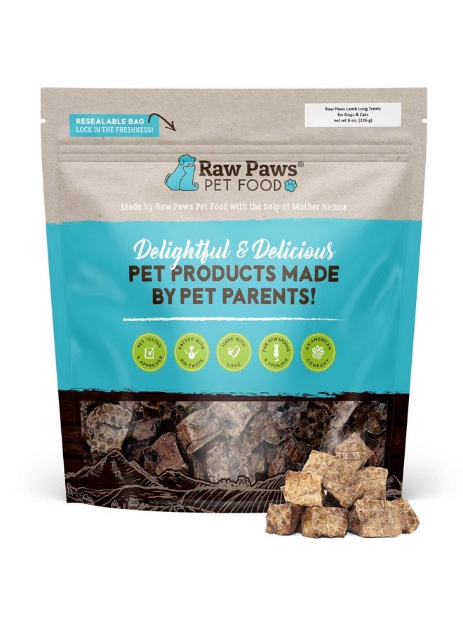 Raw Paws Lamb Lung Treats for Dogs, 8-oz - Packed in USA - Free Range Dehydrated Lamb Lung Treats for Dogs - Crunchy Natural Lamb Lung Bites - Dog Treat Lamb Lung Training Treats - Lamb Lung Filets - Image 1