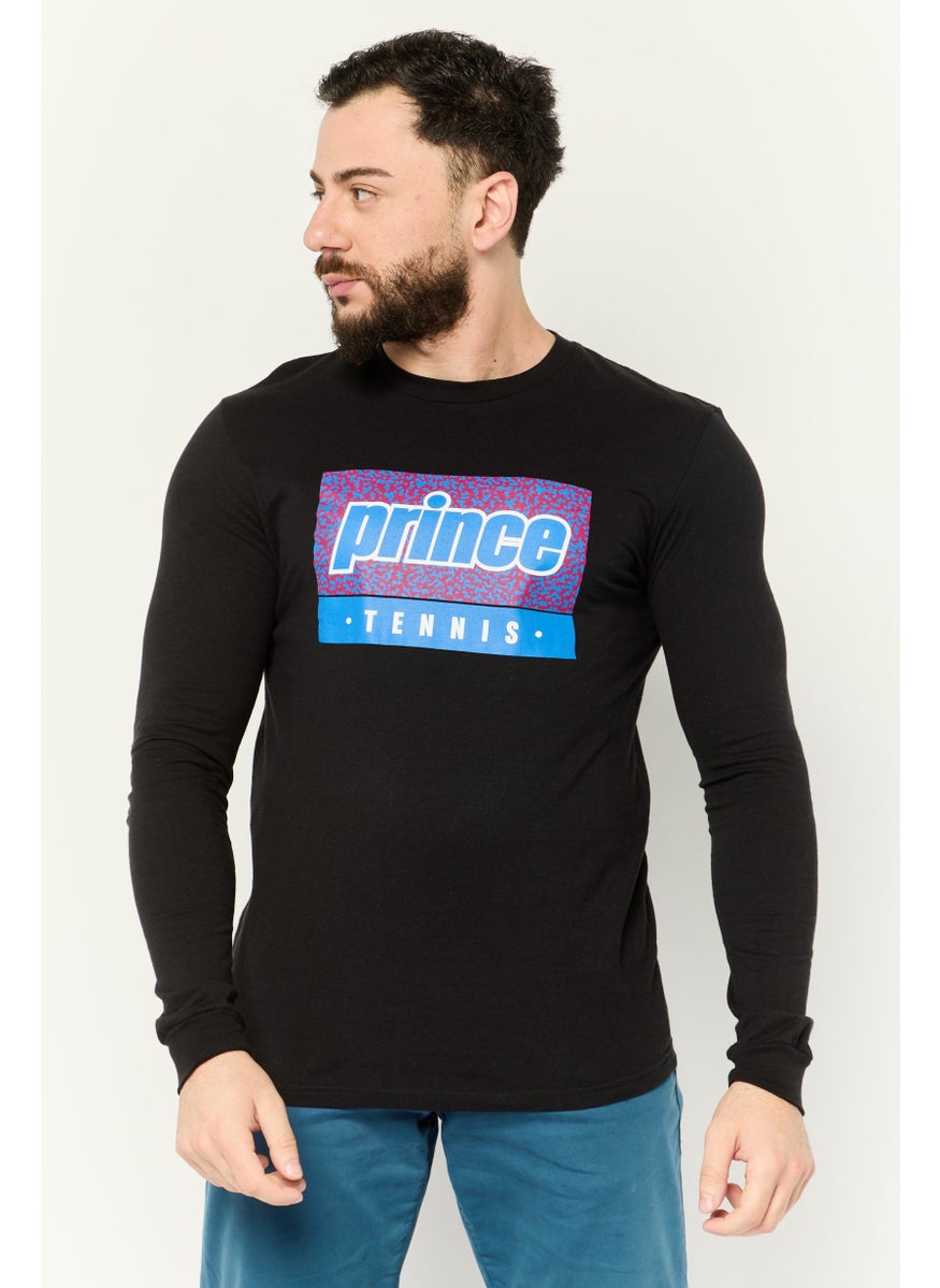 Prince Men Crew Neck Long Sleeve Printed T-shirts, Black  - Image 1