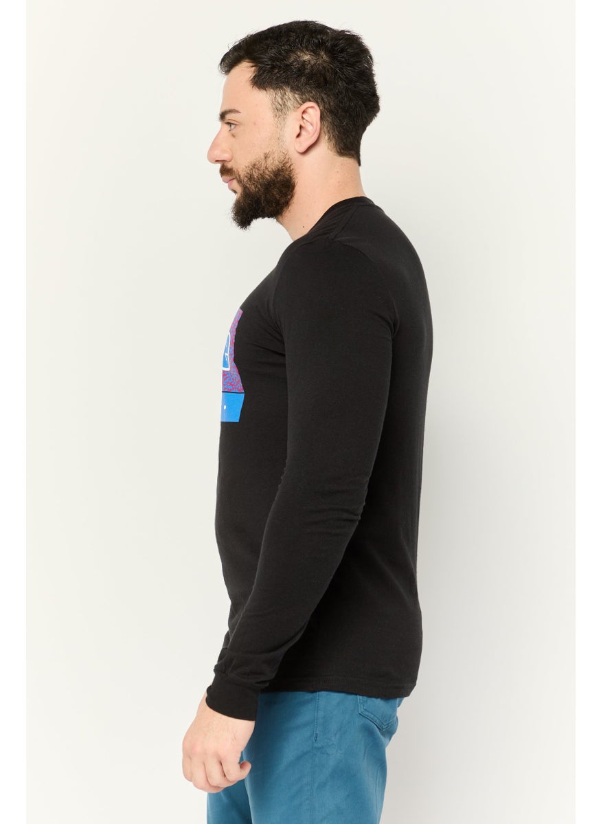 Prince Men Crew Neck Long Sleeve Printed T-shirts, Black  - Image 3