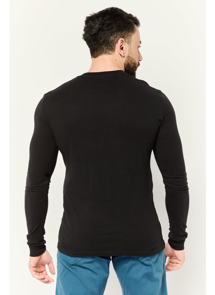 Prince Men Crew Neck Long Sleeve Printed T-shirts, Black  - Image 4