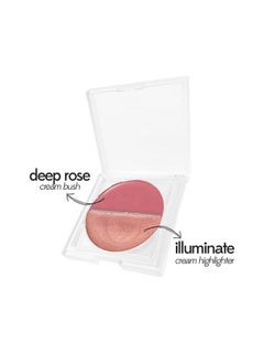 Ruby's Organics Cream Blush For Cheeks & Highlighter Duo Palette- Blusher For Face Makeup, Lightweight Flawless All Day Glow, All Skin Types, Natural &Paraben Free (Deep Rose + Illuminate) 9G  - Image 2