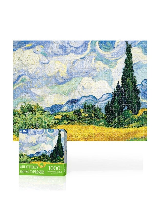 Van Gogh Puzzle 1000 Pieces For Adult Kids Wheat Field With Cypresses Large Difficult Art Puzzle Famous Painting Gift for Teens Educational Toy For Kids