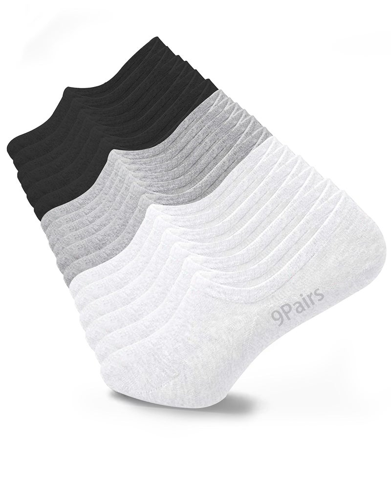 MoHern 9 Pairs No Show Socks Womens, Low Cut No Show Socks Size 6-10, 3 Colors Flat Socks for Women - Image 1