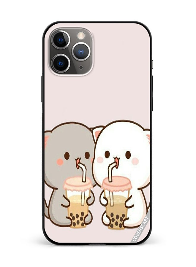 COVERSCART Protective Case Cover For Apple iPhone 11 Pro Cat Drinking Boba Design Multicolour