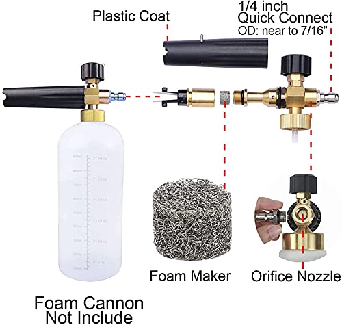 M MINGLE Foam Cannon Orifice Nozzle Tips and Foam Maker, Universal 1.1 mm Thread Nozzle and Mesh Filter for Snow Foam Lance, 3000 PSI - Image 2