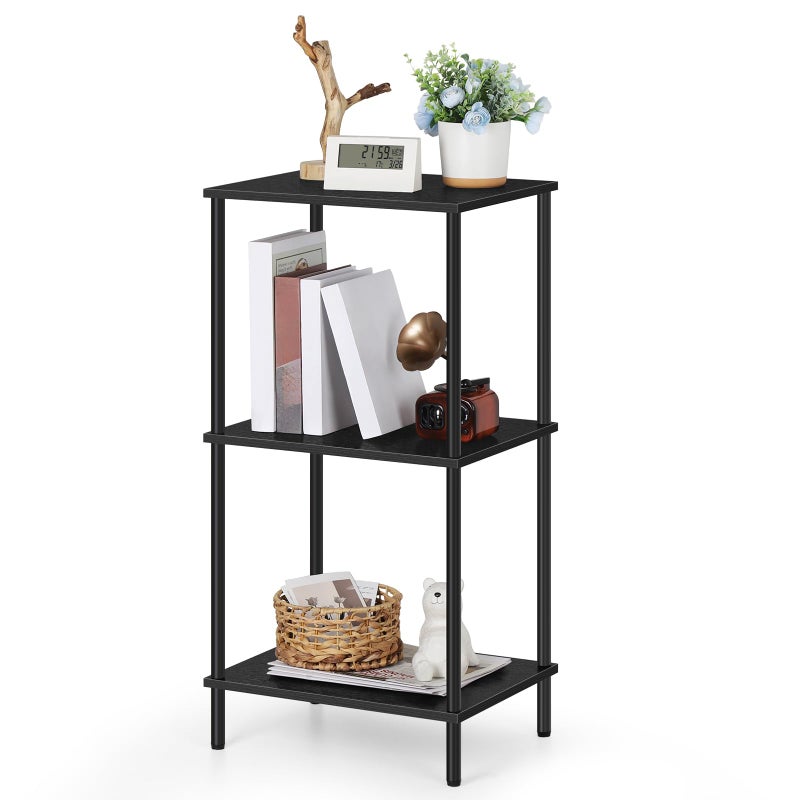 ETELI 3 Tier Tall End Table 31.6" Height Telephone Table Tall Side Table with Storage Small Sofa Entryway Table Night Stand with Metal Frame for Living Room Bedroom Bathroom Kitchen, Black - Image 1