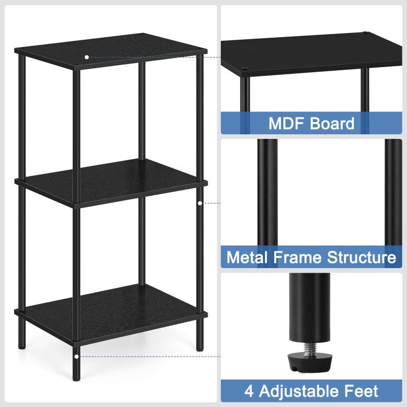 ETELI 3 Tier Tall End Table 31.6" Height Telephone Table Tall Side Table with Storage Small Sofa Entryway Table Night Stand with Metal Frame for Living Room Bedroom Bathroom Kitchen, Black - Image 5