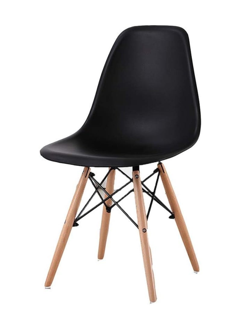 ماس طقم كراسي طعام  بمقاعد بلاستيكية متينة وارجل خشبية باطار معدني للمنزل او المكتب سهلة الفك والتركيب - اللون ابيض - Image 4