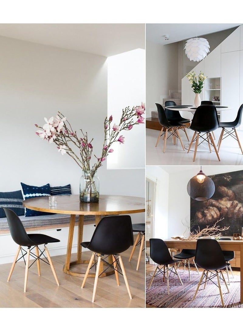 ماس طقم كراسي طعام  بمقاعد بلاستيكية متينة وارجل خشبية باطار معدني للمنزل او المكتب سهلة الفك والتركيب - اللون ابيض - Image 5