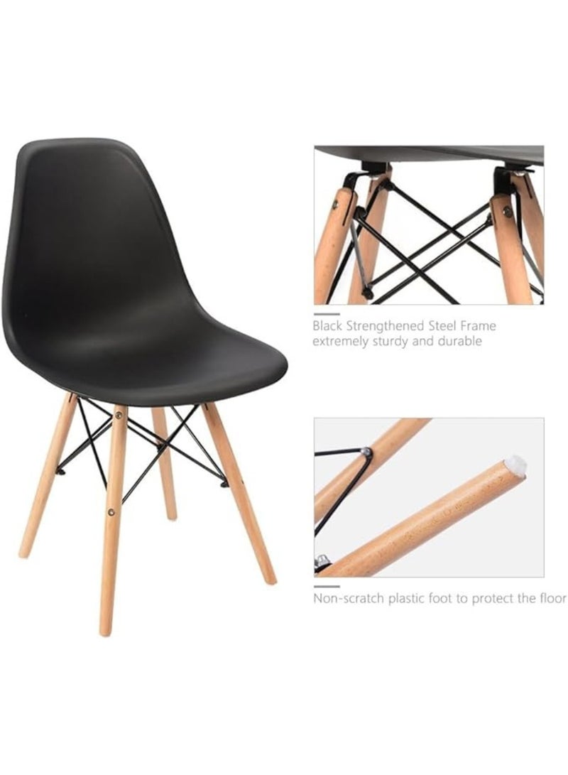 ماس طقم كراسي طعام  بمقاعد بلاستيكية متينة وارجل خشبية باطار معدني للمنزل او المكتب سهلة الفك والتركيب - اللون ابيض - Image 3