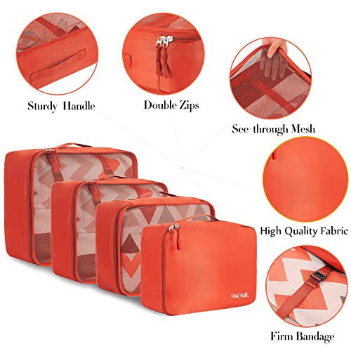 BAGAIL 8 Set Packing Cubes Luggage Packing Organizers for Travel Accessories-Orange - Image 4