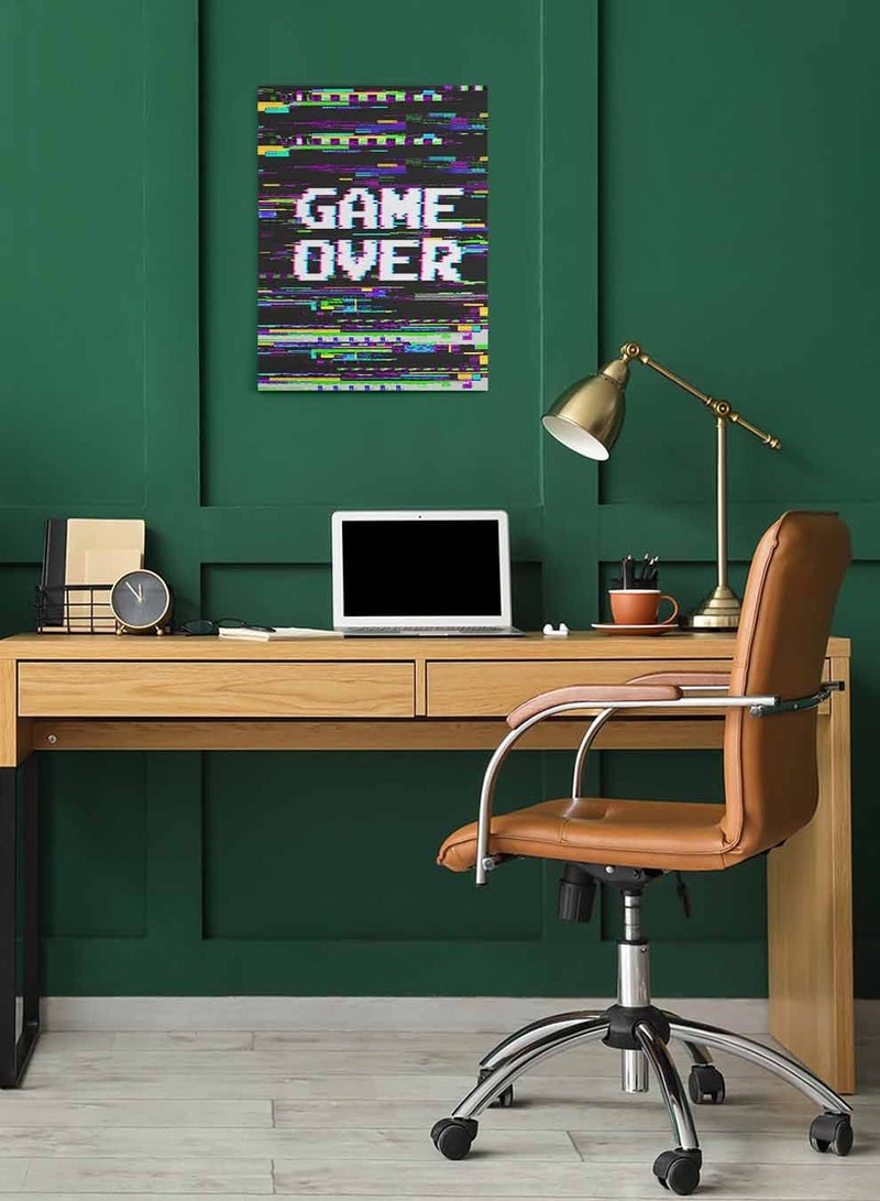 LOWHA Framed Canvas Wall Art Stretched Over Wooden Frame, Game Over Gaming Painting, For Home, Living Room, Office Decor - Image 3