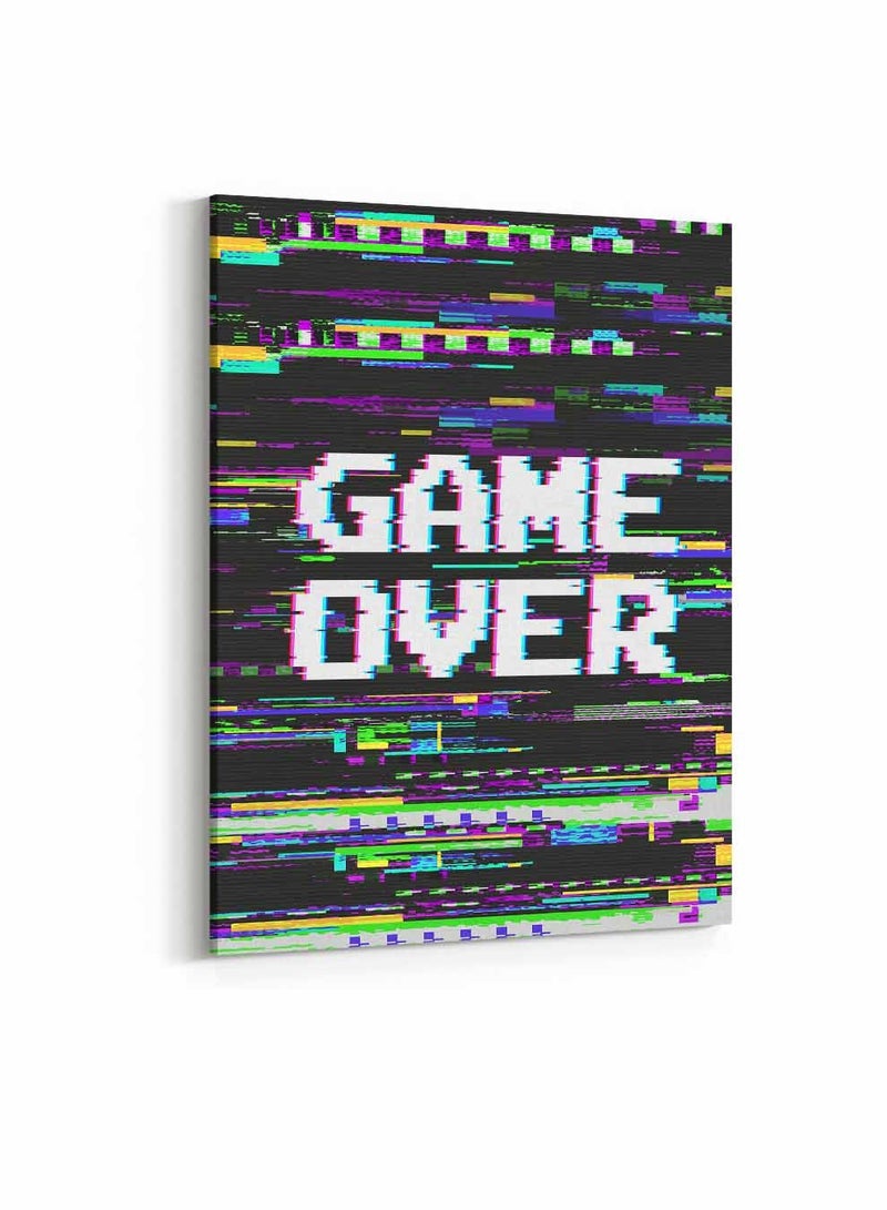 LOWHA Framed Canvas Wall Art Stretched Over Wooden Frame, Game Over Gaming Painting, For Home, Living Room, Office Decor - Image 4