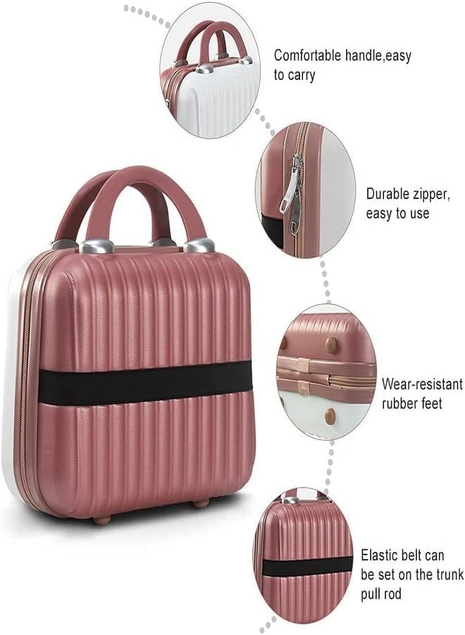 AMPLIN Makeup Travel Case 11 inch Hard Shell Cosmetic Organizer Bag Small Portable Make up Train Hand Luggage with Elastic Strap ABS Mini Suitcase for Women Girls || Pack of 1 - Image 4