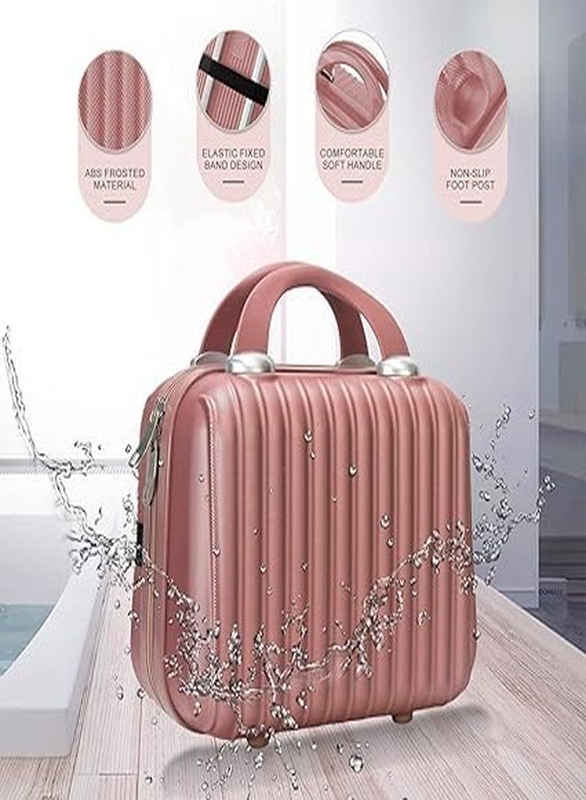 AMPLIN Makeup Travel Case 11 inch Hard Shell Cosmetic Organizer Bag Small Portable Make up Train Hand Luggage with Elastic Strap ABS Mini Suitcase for Women Girls || Pack of 1 - Image 5