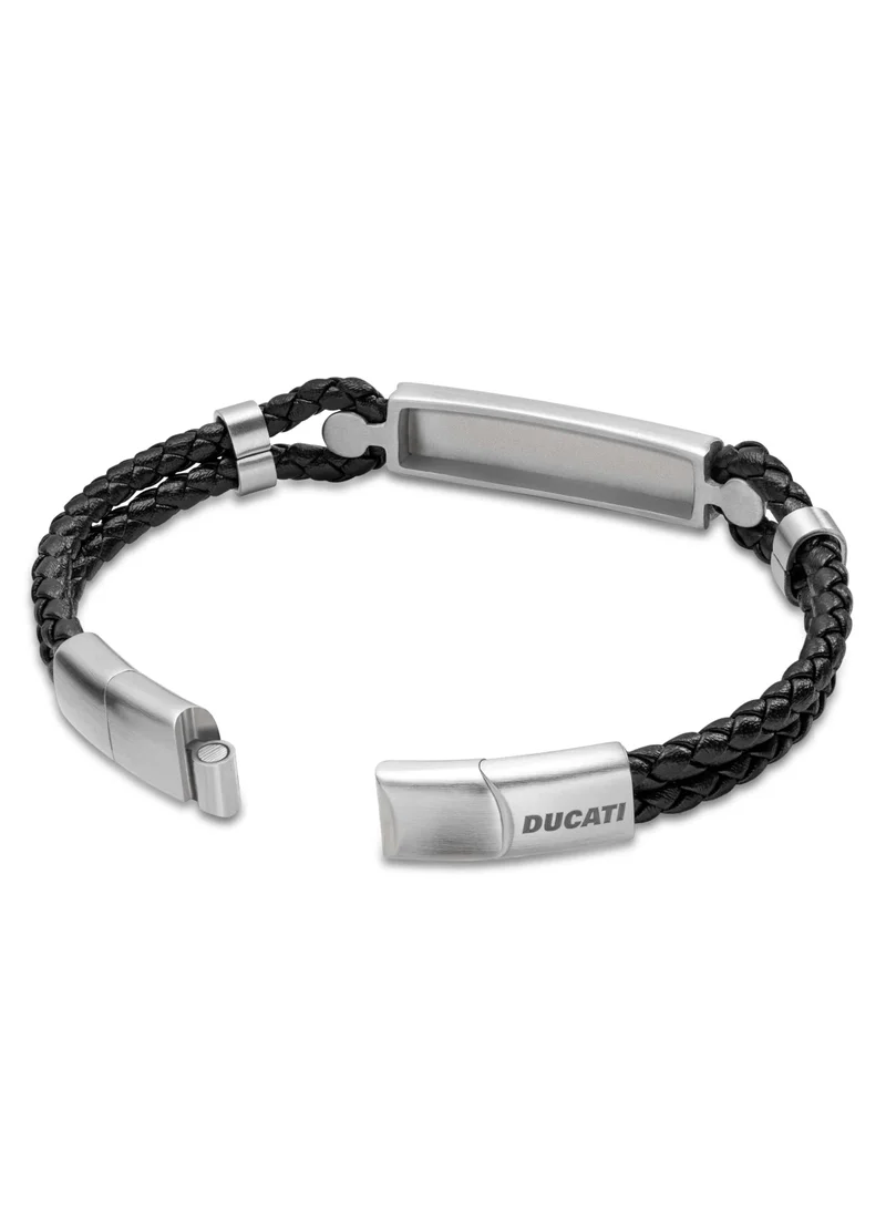 Ducati Corse Ducati Corse Trionfo Black Leather Strap Gents Bracelet with Magnetic Clasp - 210 mm