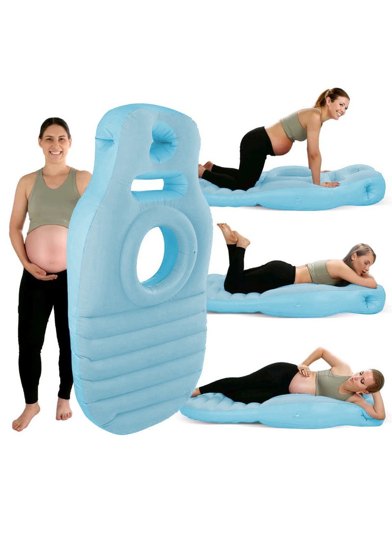شو وو وسادة أمومة قابلة للنفخ، سرير هوائي عائم للسباحة أثناء الحمل، وسادة حمل كاملة الجسم، وسادة نوم محمولة، سرير عائم للسباحة مع فتحة للبطن - Image 1