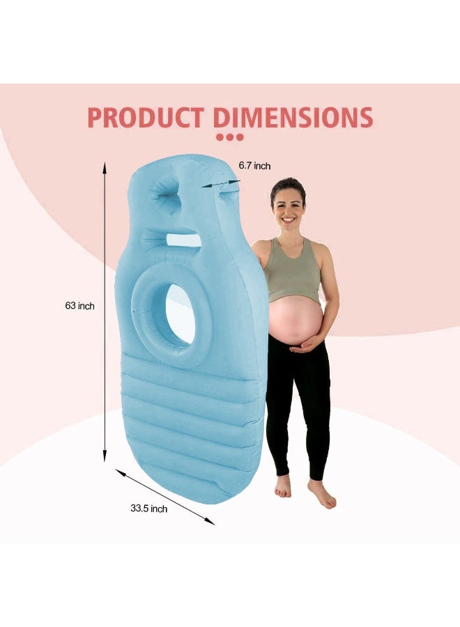 شو وو وسادة أمومة قابلة للنفخ، سرير هوائي عائم للسباحة أثناء الحمل، وسادة حمل كاملة الجسم، وسادة نوم محمولة، سرير عائم للسباحة مع فتحة للبطن - Image 5