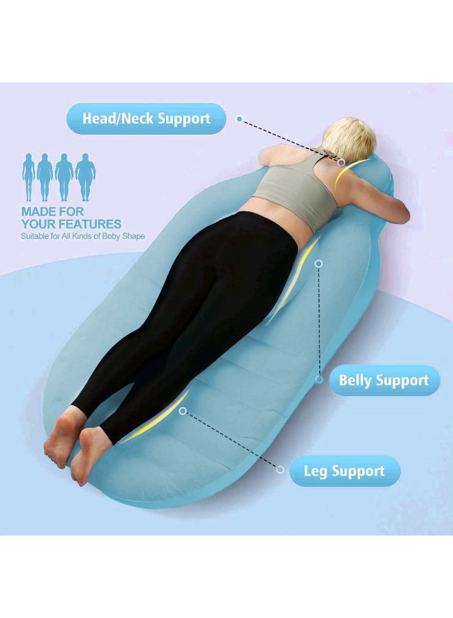 شو وو وسادة أمومة قابلة للنفخ، سرير هوائي عائم للسباحة أثناء الحمل، وسادة حمل كاملة الجسم، وسادة نوم محمولة، سرير عائم للسباحة مع فتحة للبطن - Image 3