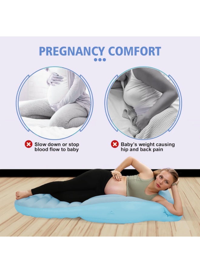 شو وو وسادة أمومة قابلة للنفخ، سرير هوائي عائم للسباحة أثناء الحمل، وسادة حمل كاملة الجسم، وسادة نوم محمولة، سرير عائم للسباحة مع فتحة للبطن - Image 2