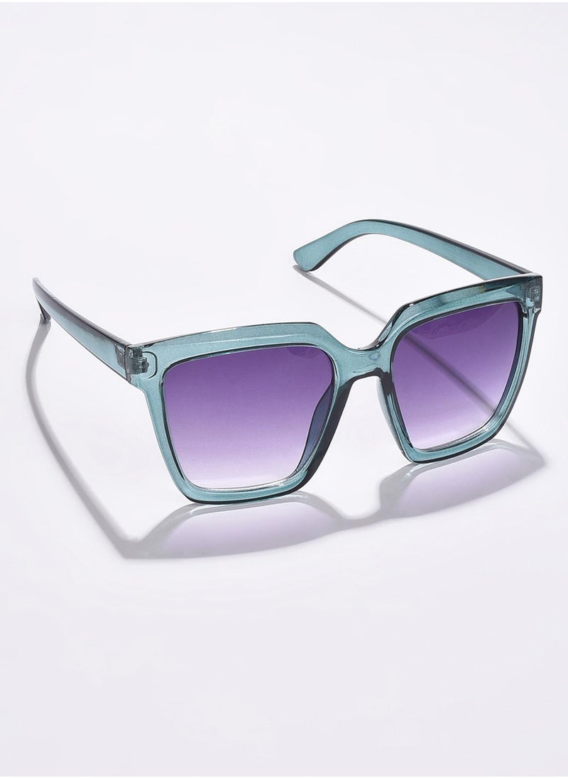 Haute Sauce - Purple Lens Green Wayfarer Sunglasses - Image 1