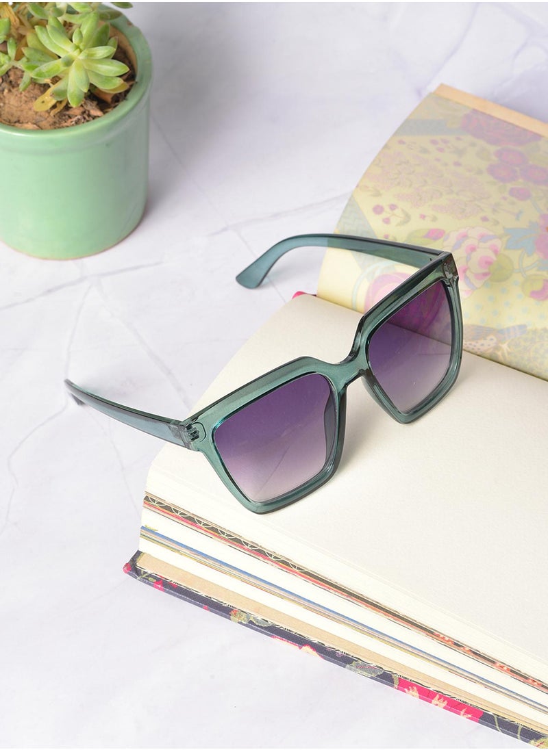 Haute Sauce - Purple Lens Green Wayfarer Sunglasses - Image 1