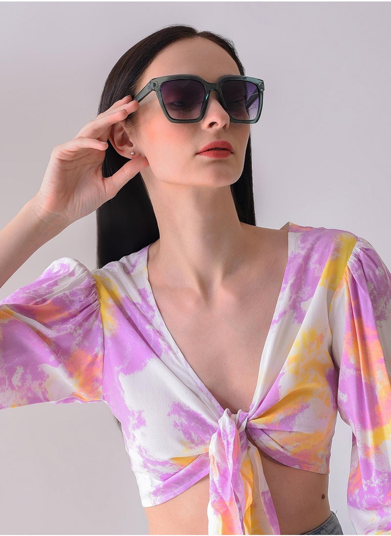 Haute Sauce - Purple Lens Green Wayfarer Sunglasses - Image 1