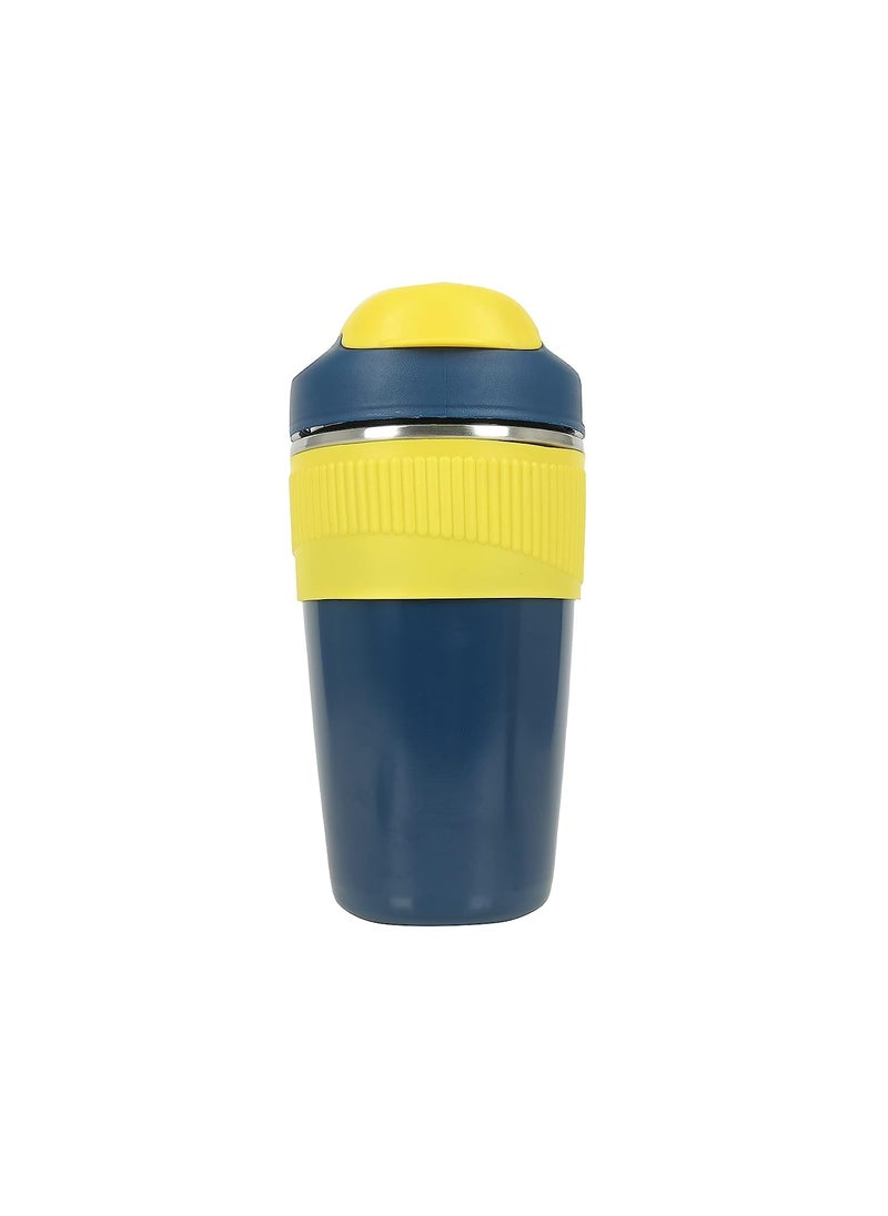 UniKart Macaroon 480 ML Double Wall Insulated Travel Coffee Tumbler Mug Sipper Thermos with 2in1 Flip Up Inbuilt Straw and Sip Lid Leak Proof Indigo Blue