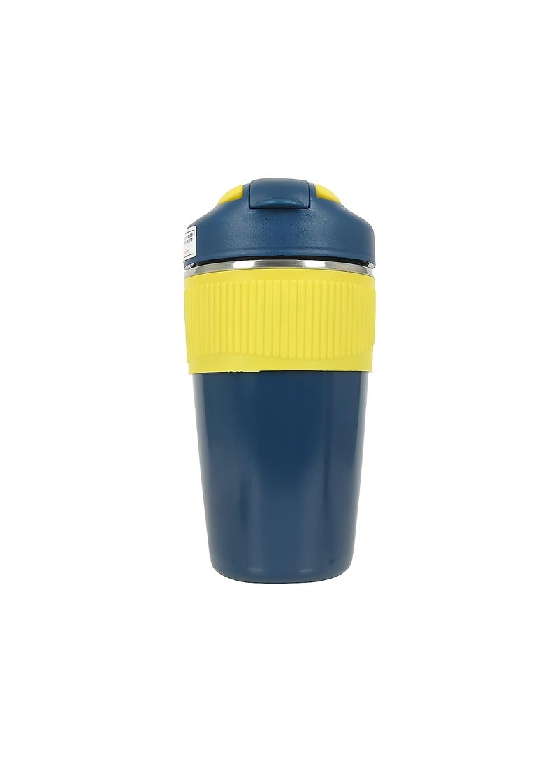 UniKart Macaroon 480 ML Double Wall Insulated Travel Coffee Tumbler Mug Sipper Thermos with 2in1 Flip Up Inbuilt Straw and Sip Lid Leak Proof Indigo Blue