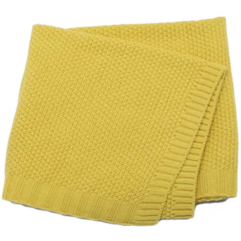 Kids Solid Knit Blanket Soft Nursery Nap Wrap Ginger yellow 