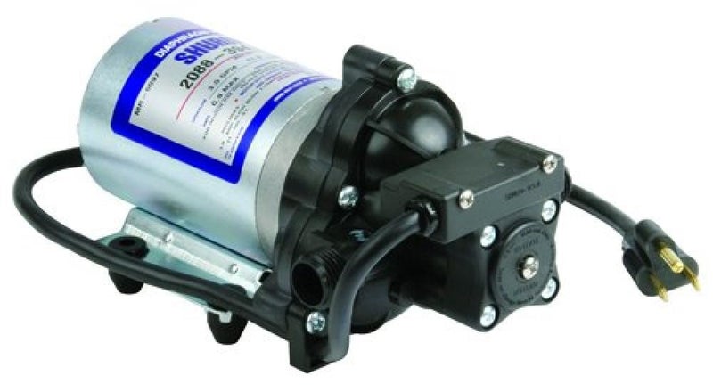 PENTAIR SHURFLO 2088394144 Automatic Demand Diaphragm Pump 115VAC 45 PSI 30 GPM Switch Control Polypropylene Housing Viton Valve Santoprene Chemically Resistant