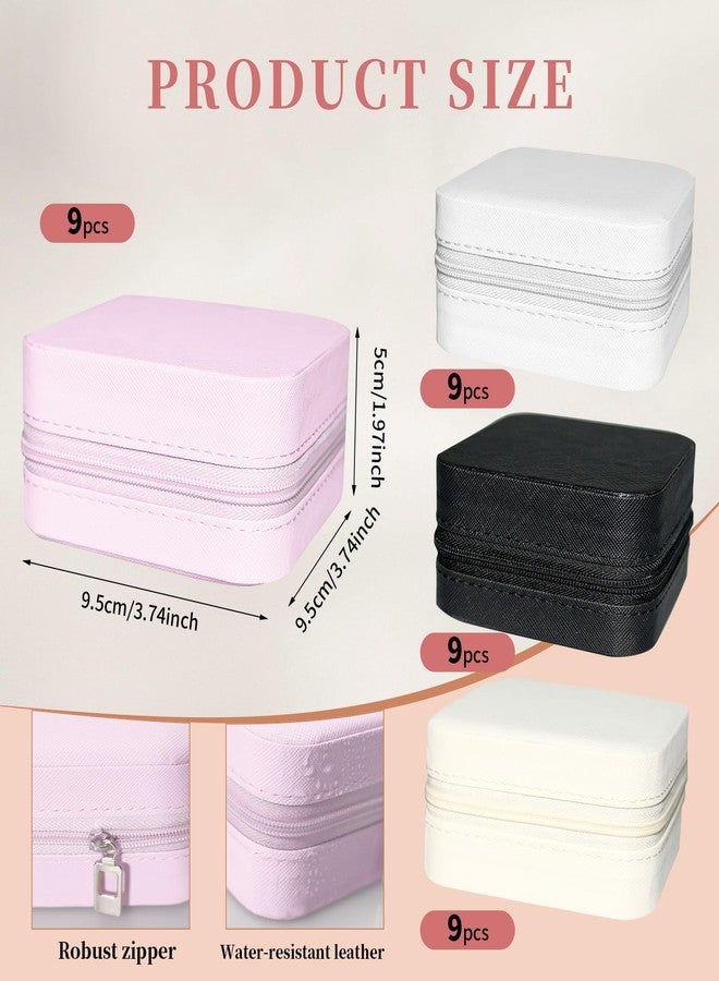SENONAPO 36 Pcs Small Jewelry Travel Case Bulk Small Ring Gift Boxes with Zipper Portable Mini Jewelry Box Leather Jewelry Organizer Earring Storage Container for Women Travel Organizer Supplies (Multicolor) - Image 2