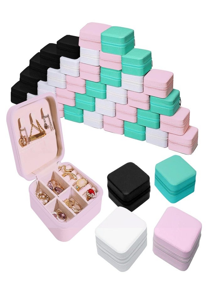 SENONAPO 36 Pcs Small Jewelry Travel Case Bulk Small Ring Gift Boxes with Zipper Portable Mini Jewelry Box Leather Jewelry Organizer Earring Storage Container for Women Travel Organizer Supplies (Multicolor) - Image 1