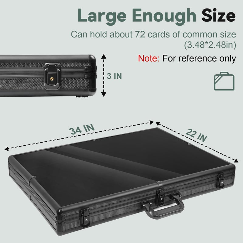 LTLUO Black 34 in X 22 in, Card Show Display Case Large Aluminum, Trading Card Display Case Suitable for Sports Card/ TCG/ Jewelry Collection, 1-Year Coverage - Image 2