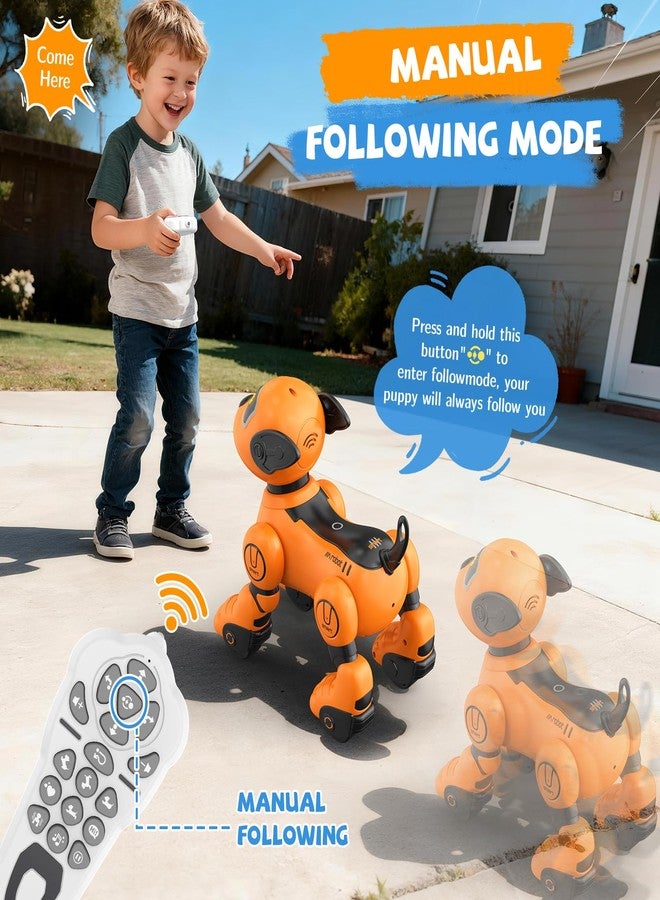 PRANITE Children's Remote Control Robot Dog, Programmable Toy Touch Interactive, Music Interactive Toy, with Follow Mode [Yellow] - Image 2