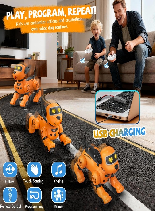 PRANITE Children's Remote Control Robot Dog, Programmable Toy Touch Interactive, Music Interactive Toy, with Follow Mode [Yellow] - Image 4