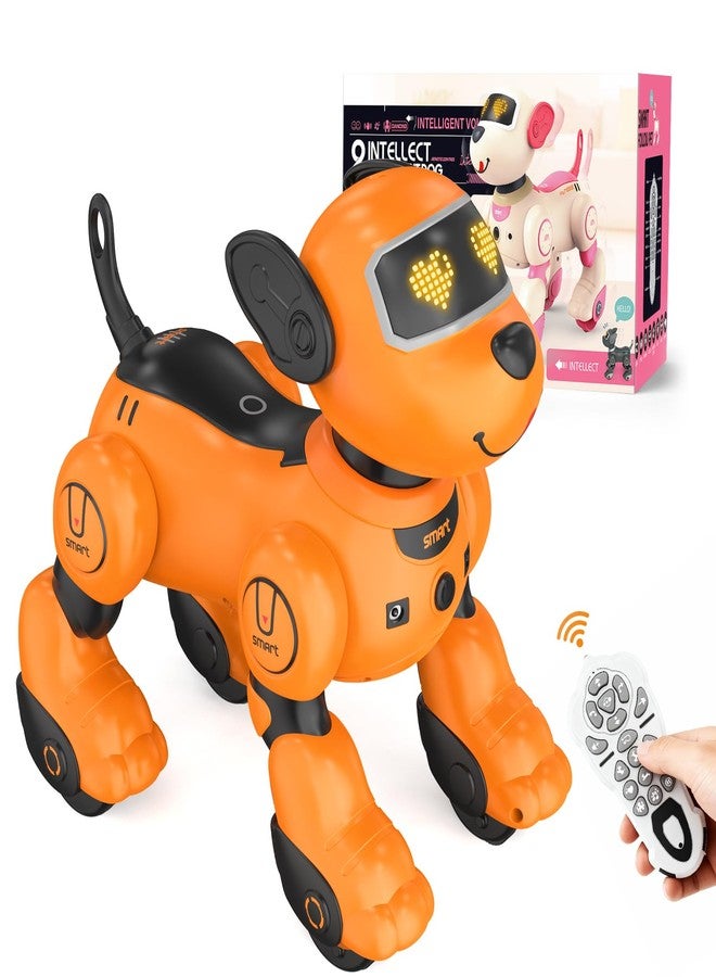 PRANITE Children's Remote Control Robot Dog, Programmable Toy Touch Interactive, Music Interactive Toy, with Follow Mode [Yellow] - Image 1