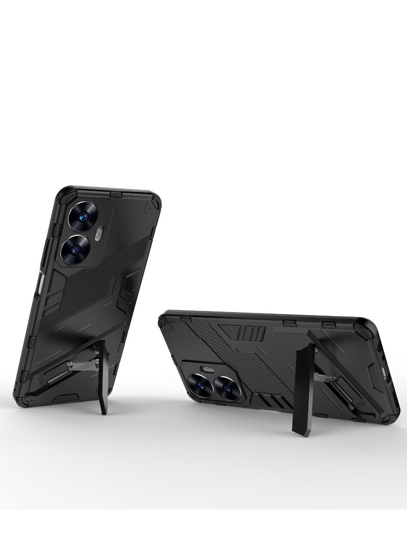 Generic - Punk Armor 2 in 1 PC Tpu Shockproof Phone Case with Invisible Holder For OPPO Reno 7 4G(black) - Image 1