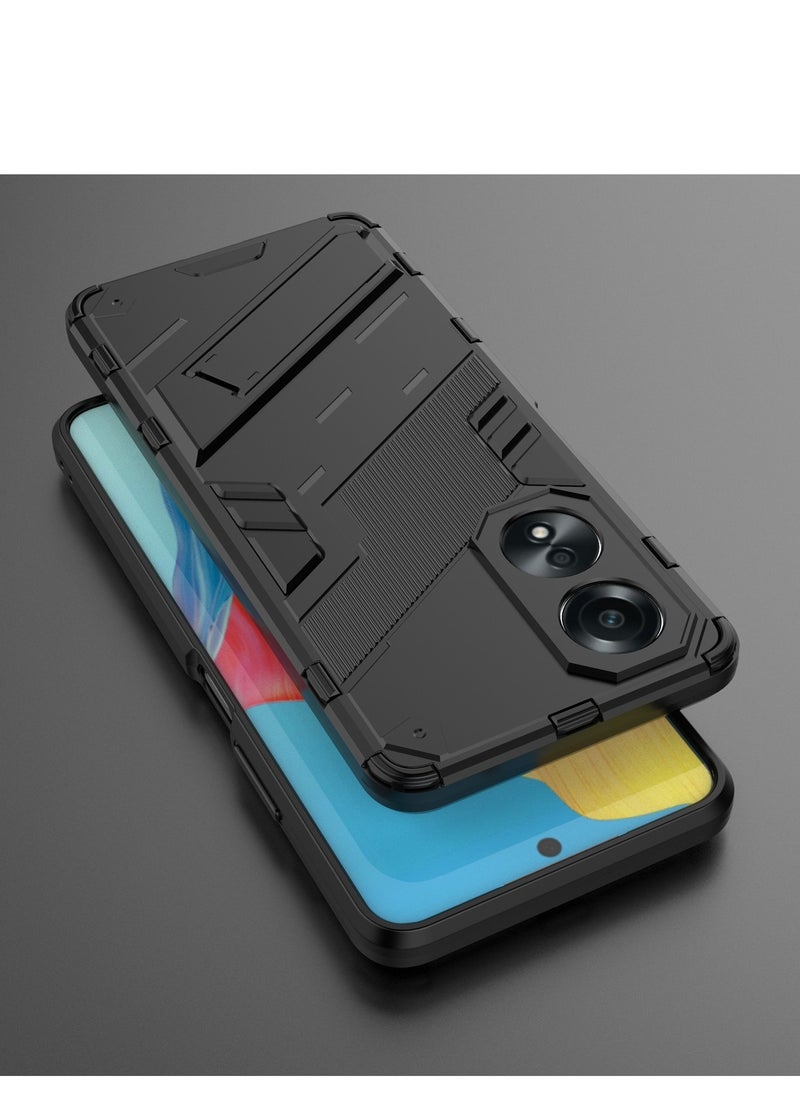 Generic - Punk Armor 2 in 1 PC Tpu Shockproof Phone Case with Invisible Holder For OPPO Reno 7 4G(black) - Image 1
