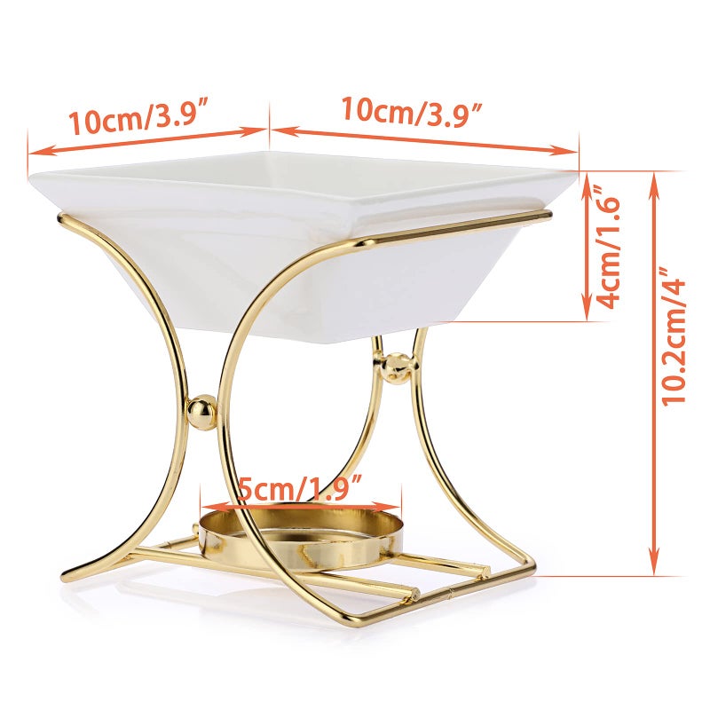 JuxYes Metal Tealight Scented Wax Melts Warmers Fragrance Oil Diffuser Burner, Ceramic Tealight Candle Oil Burner Warmer Aromatherapy Wax Candle Tart Warmer Diffuser for Home Bedroom DÃ©cor - Image 2
