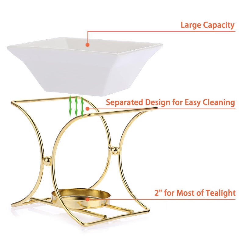 JuxYes Metal Tealight Scented Wax Melts Warmers Fragrance Oil Diffuser Burner, Ceramic Tealight Candle Oil Burner Warmer Aromatherapy Wax Candle Tart Warmer Diffuser for Home Bedroom DÃ©cor - Image 3
